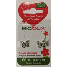 Biojoux, uhani metuljček s kristali, BJT979