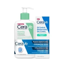 CeraVe, Peneči čistilni gel 236ml+vlažilna gel krema za mastno kožo 52ml, posebna ponudba