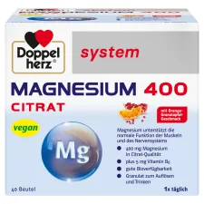 Doppelherz, System Magnezij 400 citrat, zrnca, 40 vrečic