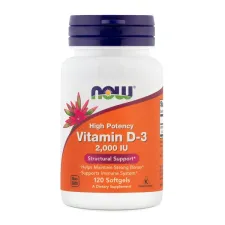 NOW, vitamin D3 2000IE mehke kapsule, 120 mehkih kapsul