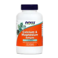 NOW, Kalcij & magnezij, 120 mehkih kapsul