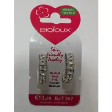 Biojoux, uhani benoite beli kristali, BJT307