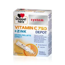 Doppelherz, System Vitamin C 750 + cink depo zrnca, 20 vrečk