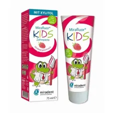 Miradent, Mirafluor Kids zobna pasta s ksilitolom z okusom maline, 75 ml