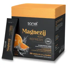Sanol LAB, Magnezij 400 Refresh, okus pomaranča, 50 vrečk