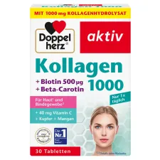 Doppelherz, Aktiv Kolagen 1000 + Biotin + Betakaroten, 30 tablet