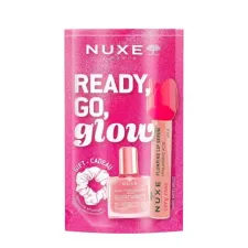 Nuxe, Darilni set: Ready Go Glow Prodig or floral suho olje, 15 ml + Very Rose serum, 8 ml + elastika za lase