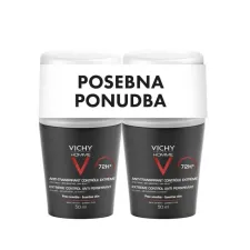Vichy, Homme Antiperspirant deo roll-on 72ur zaščite pred potenjem, posebna ponudba 2 x 50 ml