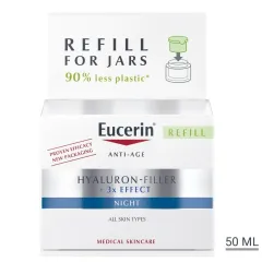 Eucerin, hyaluron-filler+3x effect refill nočna krema za vse tipe kože, 50ml