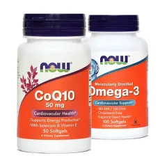 Now, Koencim Q10 50 mg kapsule + gratis Now, Omega-3 1000 mg kapsule, 50 + 100 mehkih kapsul 