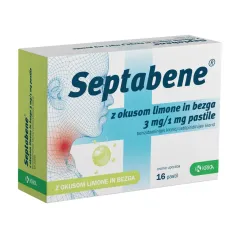 Septabene z okusom limone in bezga 3 mg/1 mg pastile, 16 pastil