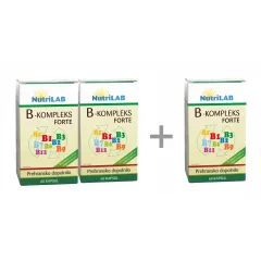 Nutrilab, B kompleks forte kapsule, 60 kapsul, 2+1 gratis
