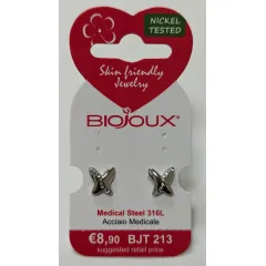 Biojoux, uhani metuljček z vrsto kristalčkov, BJT213