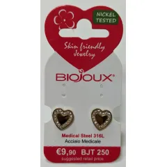 Biojoux, uhani ljubeče srce zlat, BJT250