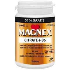 Magnex, citrate 375 mg+B6 tablete, 100 tablet + gratis 50 tablet 