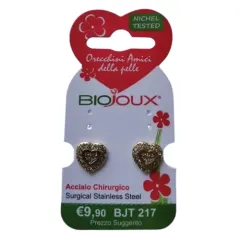 Biojoux, uhani nežno srce s kristali, BJT217