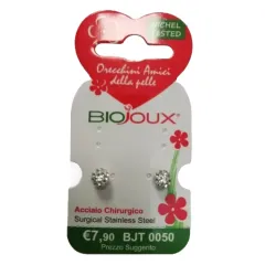 Biojoux,uhani kroglica beli kristali, BJT0050