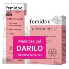 Paket Femidoc, Uro Express 14 vrečk + Mannose gel, 30 ml