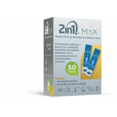 2in1. MAX, testni lističi za merjenje glukoze, 50 lističev
