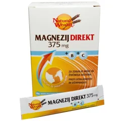 Natural Wealth, Magnezij Direkt 375 mg + B + C, 20 vrečk