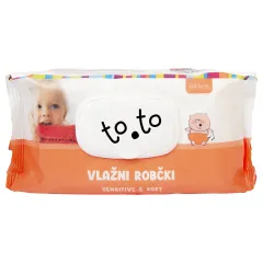 To.To, Baby vlažilni robčki sensitive z zapiralom, 64 robčkov