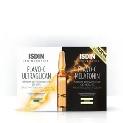 Isdin, Isdinceutics Flavo-C Ultraglican dnevni serum, 2 ml, 10 ampul + Flavo-C Melatonin nočni serum, 2 ml, 10 ampul
