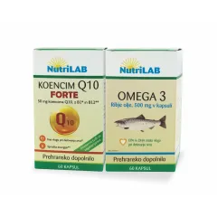 NutriLAB, Koencim Q10 Forte 50 mg, 60 kapsul + Omega 3 500 mg, 60 kapsul GRATIS