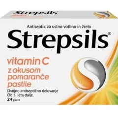 Strepsils vitamin C z okusom pomaranče pastile, 24 pastil