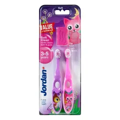 Jordan, Step 2 zobna ščetka s pokrovčkom 3 - 5 let, 2 ščetki