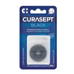 Curasept, Classic Black povoščena zobna nitka, 50 m