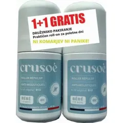 Crusoé, otroški repelent proti komarjem roll-on, Akcija 1+1 gratis, 40 ml + 40 ml