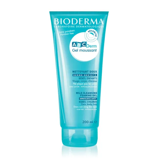 ABCDerm Moussant nežen čistilni gel za obraz telo in lase 200 ml