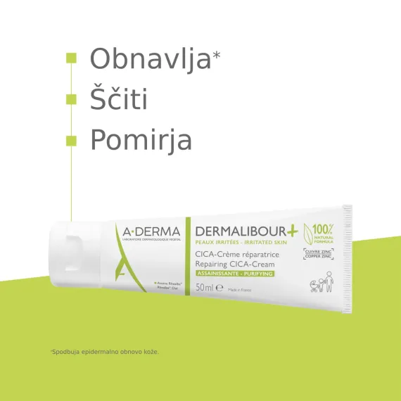 A-Derma, Dermalibour+ obnovitvena CICA krema, 50 ml