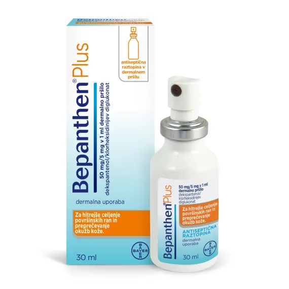Bepanthen Plus 50 mg/5 mg v 1 ml dermalno pršilo, 30 ml