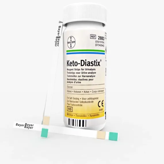 Bayer diag, Keto diastix trakovi (glukoza, ketoni) za merjenje v urinu, 50 testnih lističev