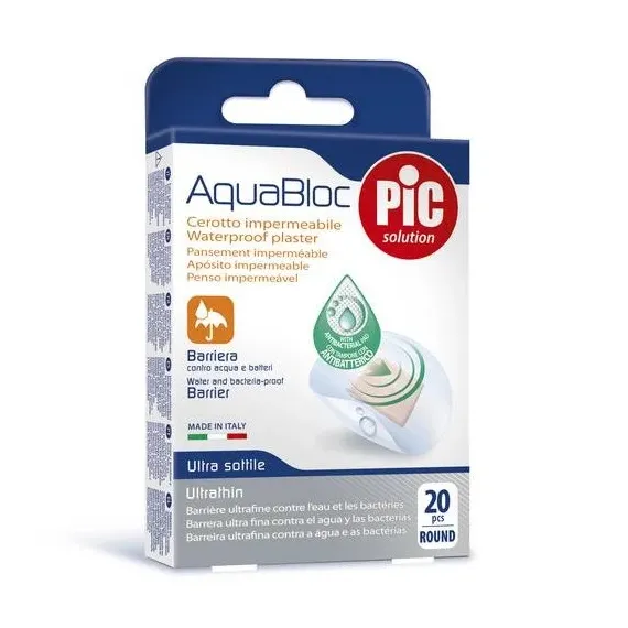 PiC Aquabloc, antibakterijski okrogli obliži, 20 obližev