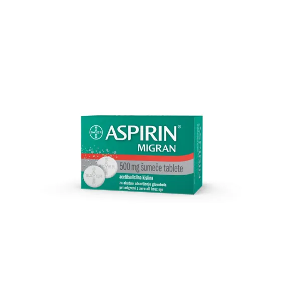 Aspirin migran 500 mg šumeče tablete, 12 tablet