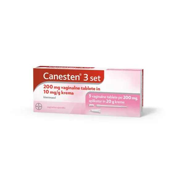 Canesten3 set 200 mg vaginalne tablete in 10 mg/g krema, 3 vaginalne tablete + 20 g kreme + aplikator