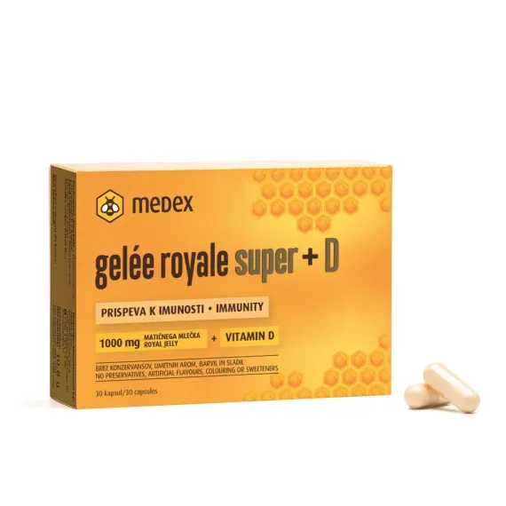 Medex, Gelee royale super + vitamin D kapsule, 30 kapsul