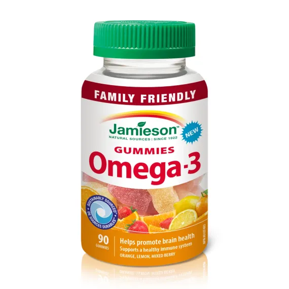 Jamieson, Omega-3, žvečljivi bonboni za otroke, mladostnike in odrasle, 90 bonbonov