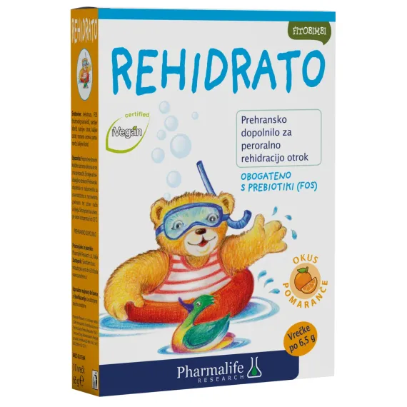 Fitobimbi, Rehidrato prašek za rehidracijsko raztopino otrok pomaranča, 6.5g, 10 vrečk 