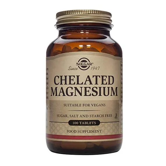 Solgar, Kelirani magnezij tablete, 100 tablete