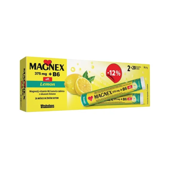 Magnex, 375mg + B6 šumeče tablete, 20x2 tablet