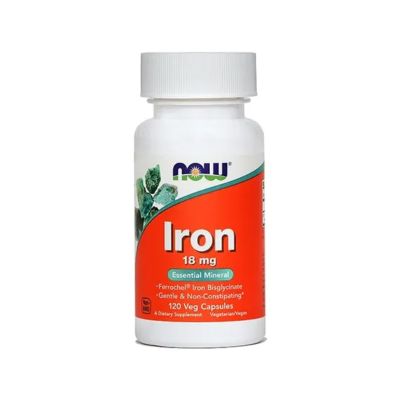 Now, železo vegetarijanske kapsule 18 mg, 120 kapsul