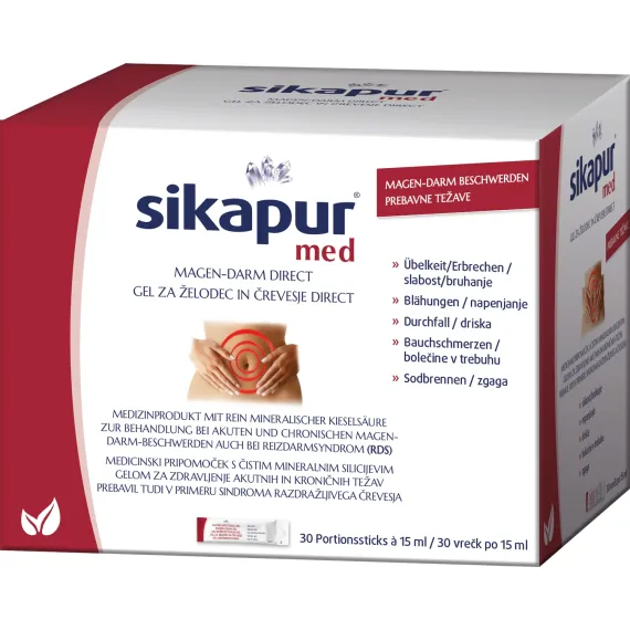 Sikapur, med direkt gel za želodec in črevesje 15 ml, 30 vrečk