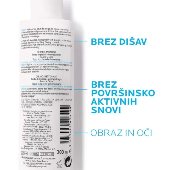 La Roche-Posay, Toleriane Losjon za čiščenje in odstranjevanje ličil, 200 ml