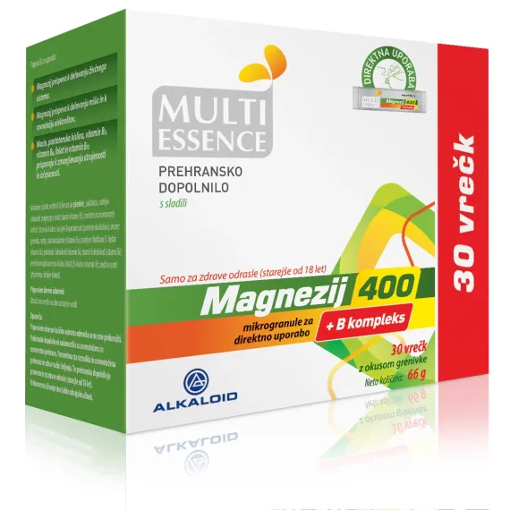 Multi essence, magnezij 400 + B kompleks mikrogranule, 30 vrečk