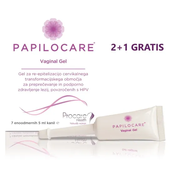 Papilocare, vaginalni gel enoodmerna kanila, 5ml, 7 enoodmernih kanil, 2+1 gratis