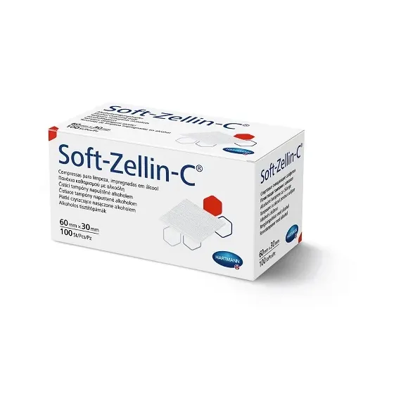 Soft-zellin-c, alkoholne krpice 60x30mm, 100 krpic