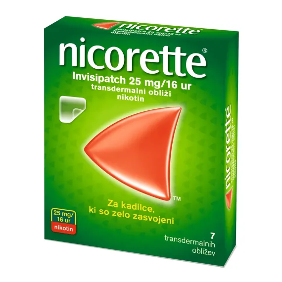 Nicorette Invisipatch 25 mg / 16 ur transdermalni obliži, 7 obližev